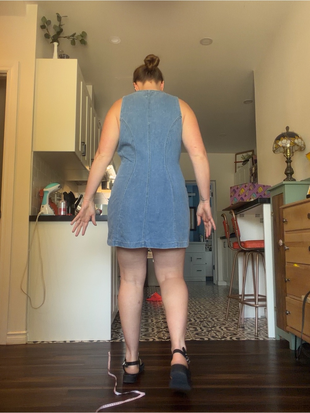 Vintage Front-Zip Denim Mini Dress - Light Blue - Picture 9 of 12